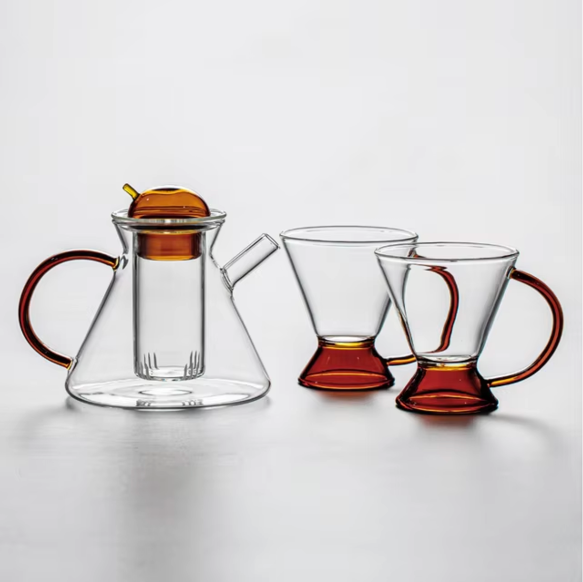 2 cup glass teapot Rooibos Heat-Resistant Borosilicate Glass Tea Set Pot and Cups – Letifly  Lights & Decor