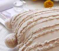 18x18 inch cotton cushion covers with pom poms