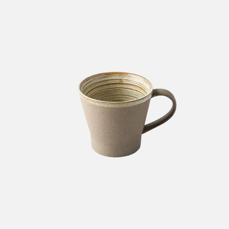 Retro Pottery Coffee Cup Set Handcrafted ceramic coffee cup with saucer in rustic earth tones