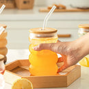 bubble glass cup bamboo lid straw borosilicate eco-friendly drinkware