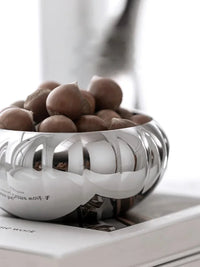 Radiance Ribbed Bowl Polished stainless steel ribbed bowl modern reflective noodle rice bowl