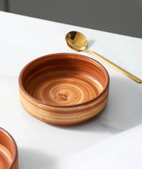 Terracotta ceramic dessert dish swirl glaze small snack bowl modern rustic tableware fruit dessert bowl