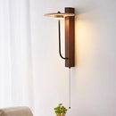 Japanese Retro Bedside Led Wall Lamp for Bedroom Living Room Stone Walnut Wood Wall Light with Switch Indoor Lighting Decoration-Letifly Lights and Decor