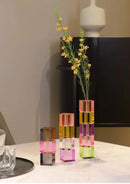Glass block vase modern crystal geometric flower holder home décor