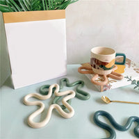 wave silicone heat resistant coaster non-slip pot holder modern kitchen mat