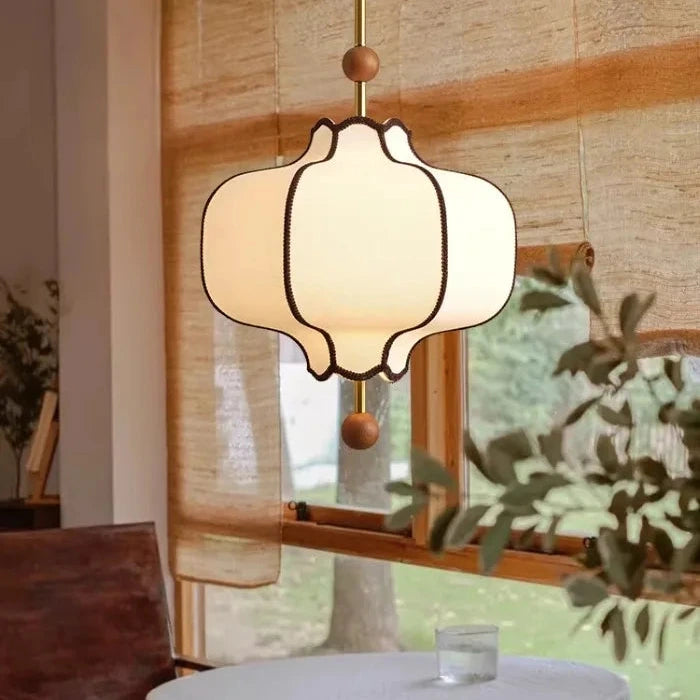 Retro Fabric Lampshade Pendant Light Japan Circular LED for Room Dining Table Apartment Wooden Ball Lighting Fixtures E27-Letifly Lights and Decor