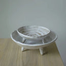 Stoneware pedestal dish footed ceramic matte textured tray