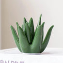 Nordic ceramic cactus aloe ring jewelry organizer, decorative green succulent earring storage dish for home study, office desk, and vanity decor
