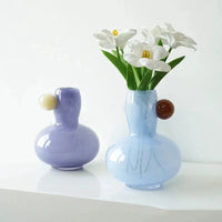 Glass vase with orb detail stained glass pastel colorful modern decor