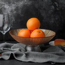 Solar Flare Glass Bowls Crackled glass pedestal bowls in light brown and dark brown modern décor dish