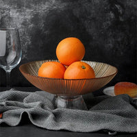 Solar Flare Glass Bowls Crackled glass pedestal bowls in light brown and dark brown modern décor dish