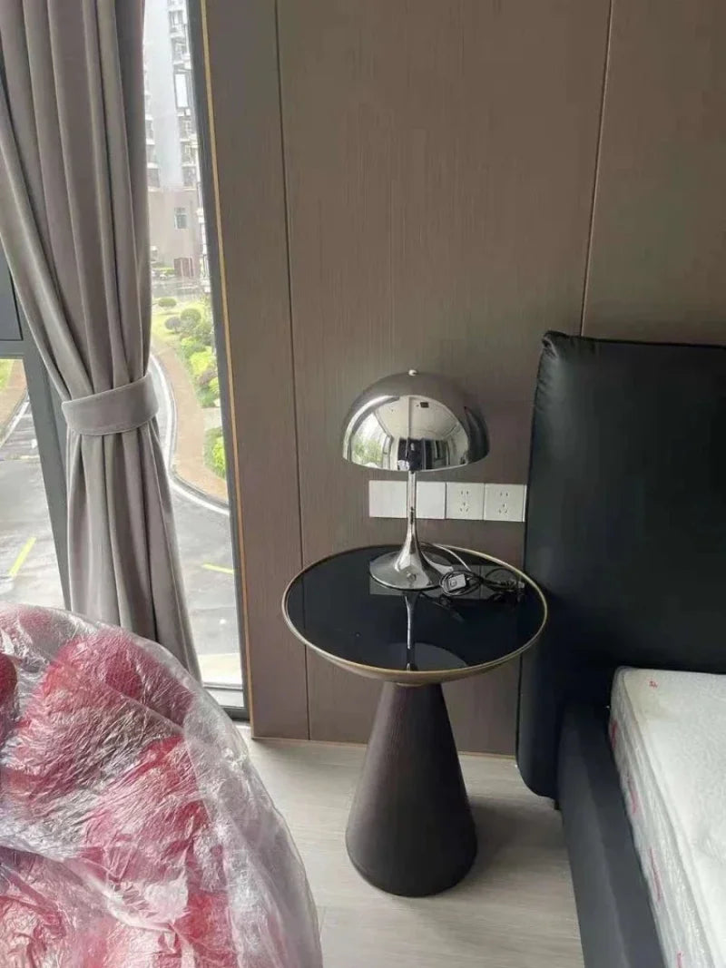 Table lamp dome silhouette glossy finish mid century style mushroom table lamp