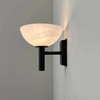 Modern wall light with marbled glass shade black and gold ambient lighting fixture
