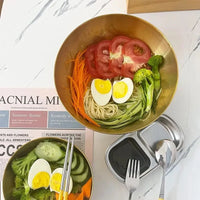 stainless steel gold silver serving bowl brushed metallic modern kitchen tableware