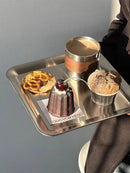 The Meridian Serve Tray Stainless steel square serving tray modern brushed metal café platter