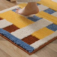 Tufted Bathmat Soft Grids Geometric Mat Bathroom Rug Carpet Function Entrance Floor Anti Slip Pad Aesthetic Home Room Decor-Letifly Lights and Decor