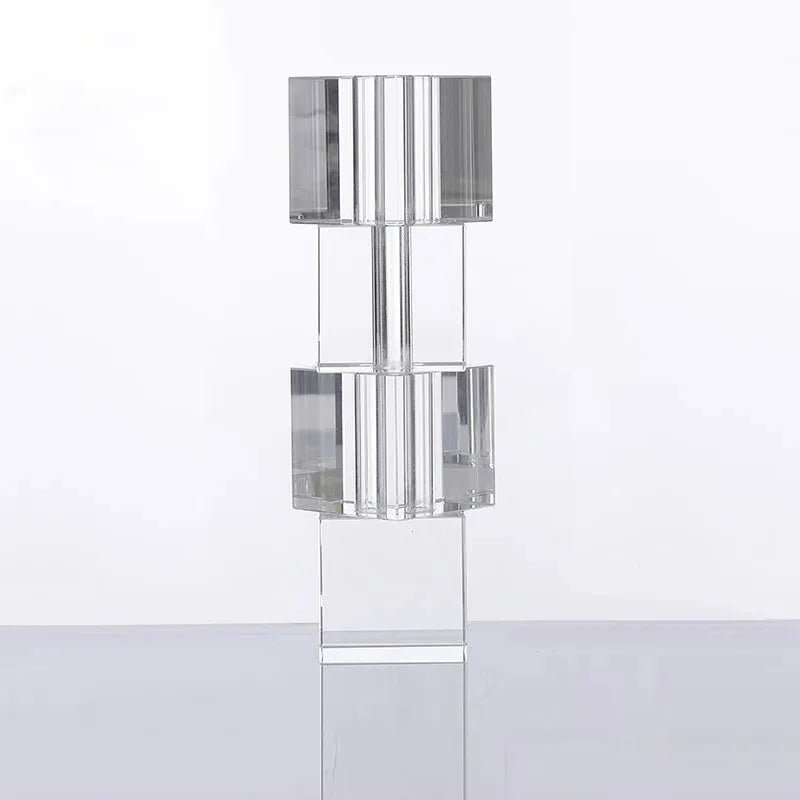 Glass block vase modern crystal geometric flower holder home décor