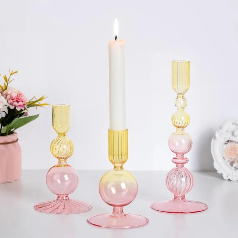Amora Glow Glass Candle Holder Set