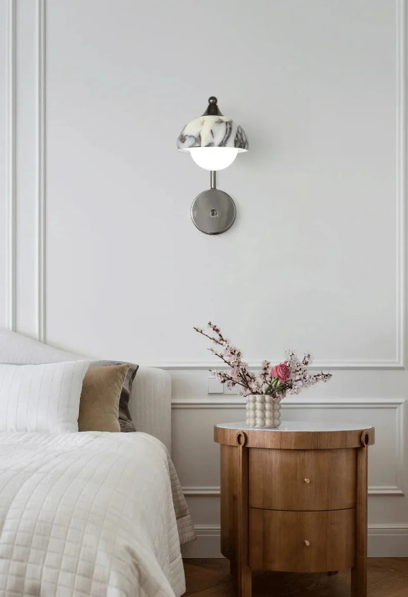 Orion Marble Sconce Black marble wall sconce alabaster stone modern luxury bedroom wall light