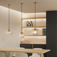Clara Ridge Glass Pendant Lamps clear ribbed glass pendant lamp gold accent modern lighting for living room dining room bedroom