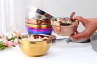 Small&Big Stainless Steel Chinese Rainbow Round Bowl Rice Soup Double Hot Insulation Container Noodle Bowl Kitchen Tableware-Letifly Lights and Decor