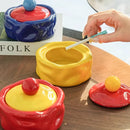 Colorful Ceramic Ashtray Living Room Desktop Fly Ash Storage Box Irregular Circular Ashtray Home Decoration Accessories Ashtray-Letifly Lights and Decor