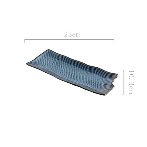 Japanese-style Sushi Plate Rectangular Ceramic Sashimi Flat Plate Creative Tableware Irregular Long Commercial Japanese Plate-Letifly Lights and Decor