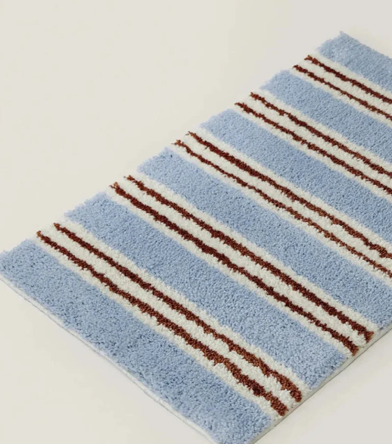 Ins Stripe Tufting Grids Bathroom Mat Living Room Carpet Bathmat Bedside Rug Soft Bedroom Floor Pad Home Decor-Letifly Lights and Decor