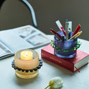 Colorful frosted glass vase ring design mini cylindrical bud vase for stems candles diffuser