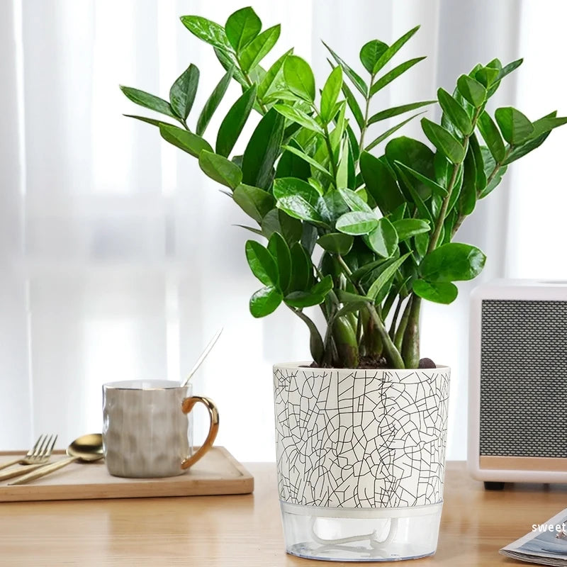 indoor plant pots with water reservoir Evergreen Flow Self-Watering Planter – Letifly Lights & Decor