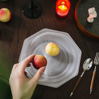 Octagonal glass serving plate clear frosted geometric modern fruit dessert platter minimalist tableware