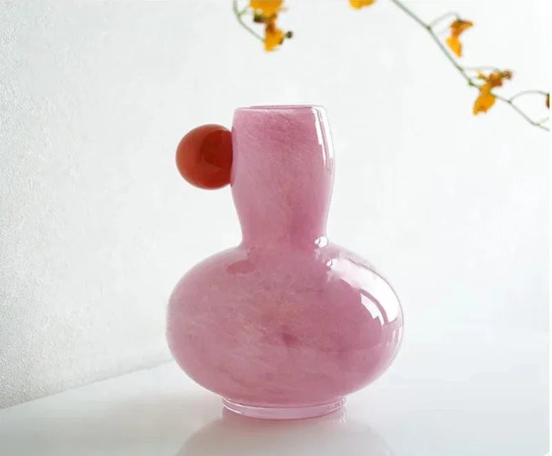 Glass vase with orb detail stained glass pastel colorful modern decor