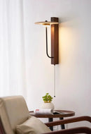 Japanese Retro Bedside Led Wall Lamp for Bedroom Living Room Stone Walnut Wood Wall Light with Switch Indoor Lighting Decoration-Letifly Lights and Decor