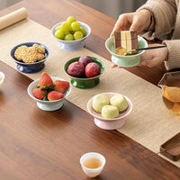 Refreshment Plate, Ceramic Fruit Plate, Small Living Room Household Snack Plate, High-Footed Fruit Tray, Nut Plate.-Letifly Lights and Decor