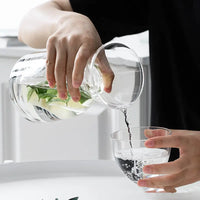 Nordic face glass carafe set clear green hourglass pitcher matching lid minimalist bedside water jug