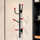 Wall-mounted coat rack with ball hooks, vertical organizer with 4 or 6 hooks