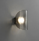 Modern ribbed glass wall lamp black finish ambient lighting half moon sconce contemporary interior
