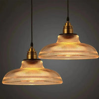 Linden Glow Ribbed Pendant Light Ribbed glass pendant light with brass hardware Nordic hanging lamp