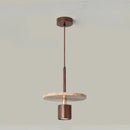 Forest Canopy Travertine pendant light, natural stone and wood kitchen island chandelier, luxury marble dining bedroom bedside aisle hanging lamp