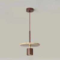 Forest Canopy Travertine pendant light, natural stone and wood kitchen island chandelier, luxury marble dining bedroom bedside aisle hanging lamp