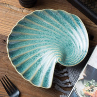 Ceramic shell plate kiln glaze ocean-inspired tableware