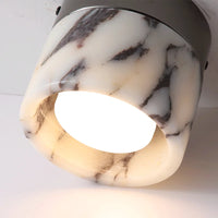 Vena Marble round natural stone ceiling light, retro translucent marble art deco ceiling lamp for Nordic home entrance, hallway, and modern decor