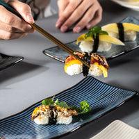 Japanese-style Sushi Plate Rectangular Ceramic Sashimi Flat Plate Creative Tableware Irregular Long Commercial Japanese Plate-Letifly Lights and Decor