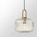 Clara Ridge Glass Pendant Lamps clear ribbed glass pendant lamp gold accent modern lighting for living room dining room bedroom