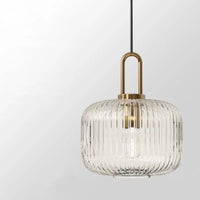 Clara Ridge Glass Pendant Lamps clear ribbed glass pendant lamp gold accent modern lighting for living room dining room bedroom