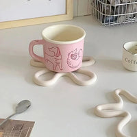 wave silicone heat resistant coaster non-slip pot holder modern kitchen mat