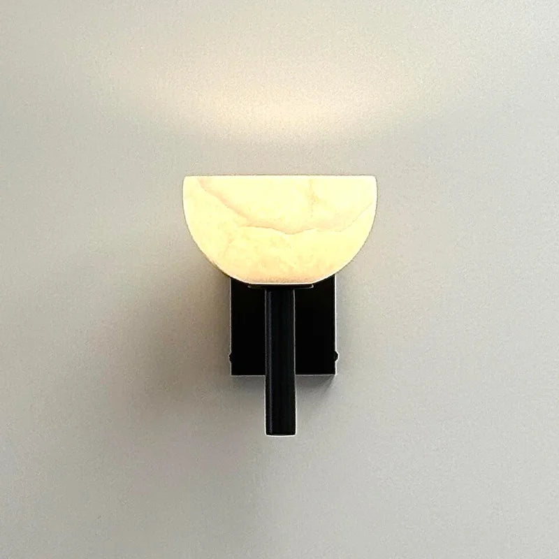 Modern wall light with marbled glass shade black and gold ambient lighting fixture