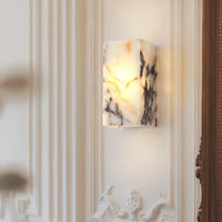 Onyx Glow Wall Sconce luxury cuboid LED natural marble bedside hallway accent lighting