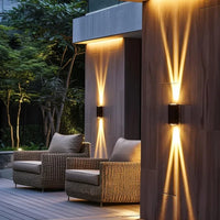 LED modern up-and-down wall lamp black aluminum outdoor indoor warm white anti-rust wall sconce