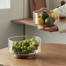 Glass Fruit Bowl Creative Large Salad Bowl Wood Base Snacks Popcorn Nuts Storage Bowls Home Christmas Snack Storage Container-Letifly Lights and Decor